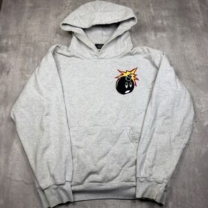 The Hundreds Gray Bomb Logo Hoodie Mens Small Heavyweight Pullover
